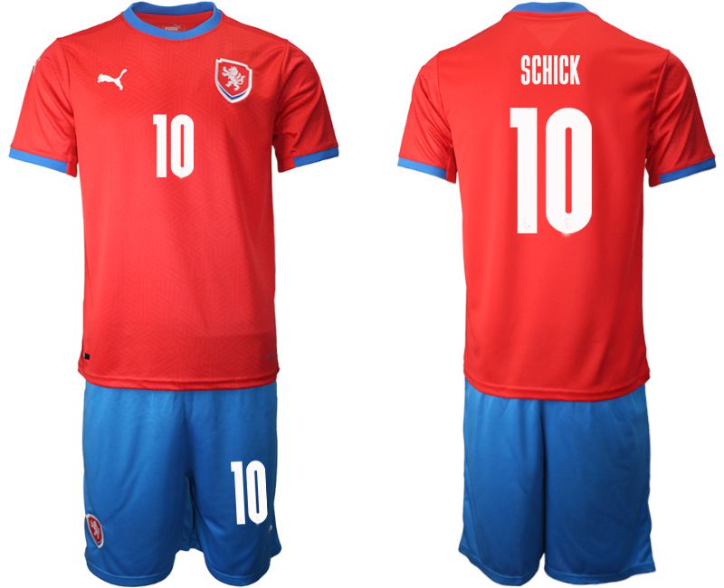 Men 2020-2021 European Cup Czech Republic home red #10 Soccer Jersey->customized soccer jersey->Custom Jersey